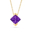 Thumbnail Image 1 of Square-Cut Amethyst Tilted Necklace in Sterling Silver with 24K Gold Plate - 18"