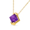 Thumbnail Image 2 of Square-Cut Amethyst Tilted Necklace in Sterling Silver with 24K Gold Plate - 18"