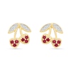 Thumbnail Image 1 of Lab-Created Ruby and White Lab-Created Sapphire Cherry Stud Earrings in Sterling Silver with 24K Gold Plate