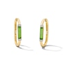 Thumbnail Image 1 of Jade and White Lab-Created Sapphire Hoop Earrings in Sterling Silver with 18K Yellow Gold Plate