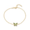 Thumbnail Image 1 of Marquise and Oval Jade and White Lab-Created Sapphire Butterfly Bracelet in Sterling Silver with 18K Gold Plate - 8.25"