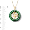 Thumbnail Image 3 of Jade and White Lab-Created Sapphire Circle Horse Pendant in Sterling Silver with 18K Gold Plate