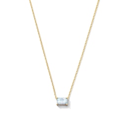 Emerald-Shaped Lab-Created Opal East West Solitaire Necklace in 10K Gold