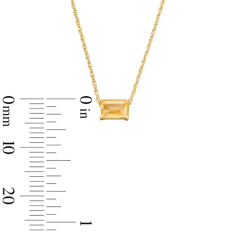 Main Image 3 of Emerald-Cut Citrine East West Solitaire Necklace in 10K Gold