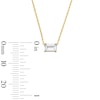 Thumbnail Image 3 of Emerald-Cut White Lab-Created Sapphire East West Solitaire Necklace in 10K Gold
