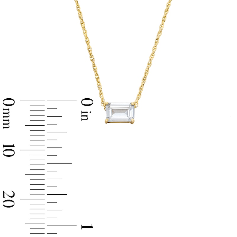 Emerald-Cut Lab-Created Sapphire East West Solitaire Necklace in 10K Gold