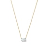 Thumbnail Image 1 of Emerald-Cut Aquamarine East West Solitaire Necklace in 10K Gold