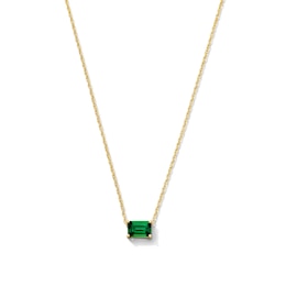 Emerald-Cut Lab-Created Emerald East West Solitaire Necklace in 10K Gold