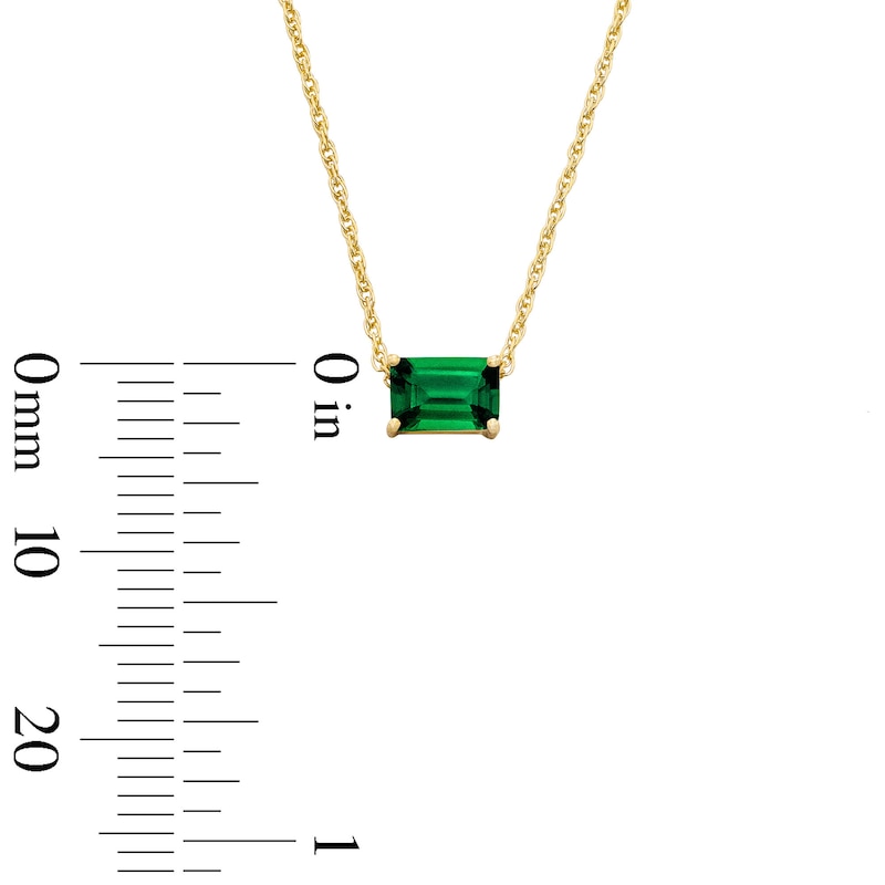 Emerald-Cut Lab-Created Emerald East West Solitaire Necklace in 10K Gold
