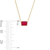 Thumbnail Image 3 of Emerald-Cut Lab-Created Ruby East West Solitaire Necklace in 10K Gold