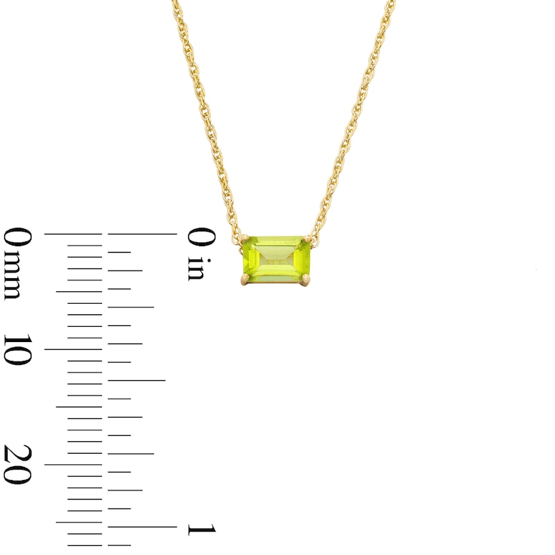 Main Image 3 of Emerald-Cut Peridot East West Solitaire Necklace in 10K Gold