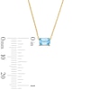Thumbnail Image 3 of Emerald-Cut Swiss Blue Topaz East West Solitaire Necklace in 10K Gold