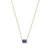 Thumbnail Image 1 of Emerald-Cut Blue Lab-Created Sapphire East West Solitaire Necklace in 10K Gold