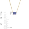 Thumbnail Image 3 of Emerald-Cut Blue Lab-Created Sapphire East West Solitaire Necklace in 10K Gold