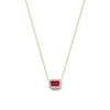 Thumbnail Image 1 of Emerald-Cut Lab-Created Ruby and 0.10 CT. T.W. Lab-Grown Diamond Necklace in 10K Gold (F/SI2)