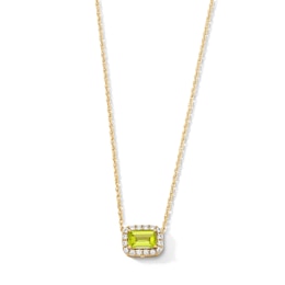 Emerald-Cut Peridot and 0.10 CT. T.W. Lab-Grown Diamond Necklace in 10K Gold (F/SI2)