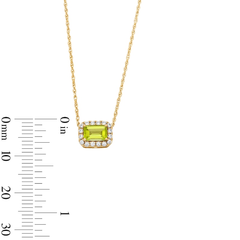 Emerald-Cut Peridot and 0.10 CT. T.W. Lab-Grown Diamond Necklace in 10K Gold (F/SI2)