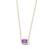 Thumbnail Image 1 of Emerald-Cut Amethyst and 0.10 CT. T.W. Lab-Grown Diamond Necklace in 10K Gold (F/SI2)