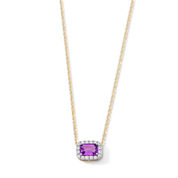 Emerald-Cut Amethyst and 0.10 CT. T.W. Lab-Grown Diamond Necklace in 10K Gold (F/SI2)