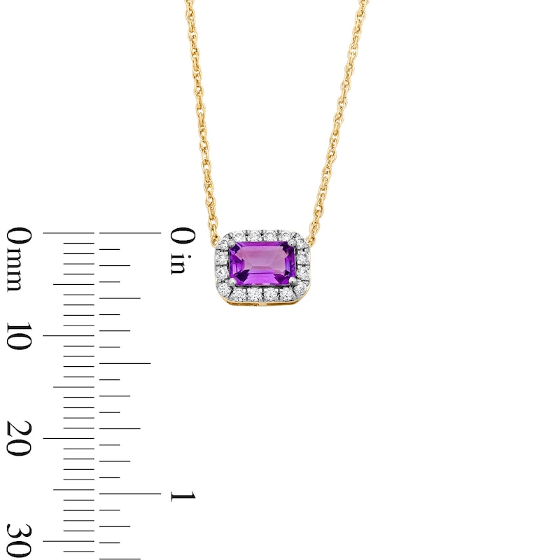 Emerald-Cut Amethyst and 0.10 CT. T.W. Lab-Grown Diamond Necklace in 10K Gold (F/SI2)