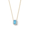 Thumbnail Image 1 of Emerald-Cut Swiss Blue Topaz and 0.10 CT. T.W. Lab-Grown Diamond Necklace in 10K Gold (F/SI2)