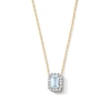 Thumbnail Image 1 of Emerald-Cut Aquamarine and 0.10 CT. T.W. Lab-Grown Diamond Necklace in 10K Gold (F/SI2)