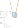 Thumbnail Image 3 of Emerald-Cut Aquamarine and 0.10 CT. T.W. Lab-Grown Diamond Necklace in 10K Gold (F/SI2)