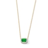 Thumbnail Image 1 of Emerald-Cut Lab-Created Emerald and 0.10 CT. T.W. Lab-Grown Diamond Necklace in 10K Gold (F/SI2)
