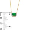 Thumbnail Image 3 of Emerald-Cut Lab-Created Emerald and 0.10 CT. T.W. Lab-Grown Diamond Necklace in 10K Gold (F/SI2)