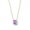 Thumbnail Image 1 of Emerald-Cut Amethyst and 0.10 CT. T.W. Lab-Grown Diamond Necklace in 10K Gold (F/SI2)