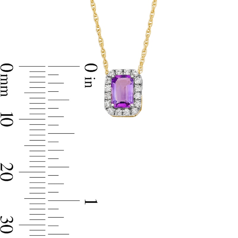 Emerald-Cut Amethyst and 0.10 CT. T.W. Lab-Grown Diamond Necklace in 10K Gold (F/SI2)