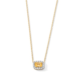 Emerald-Cut Citrine and 0.10 CT. T.W. Lab-Grown Diamond Necklace in 10K Gold (F/SI2)