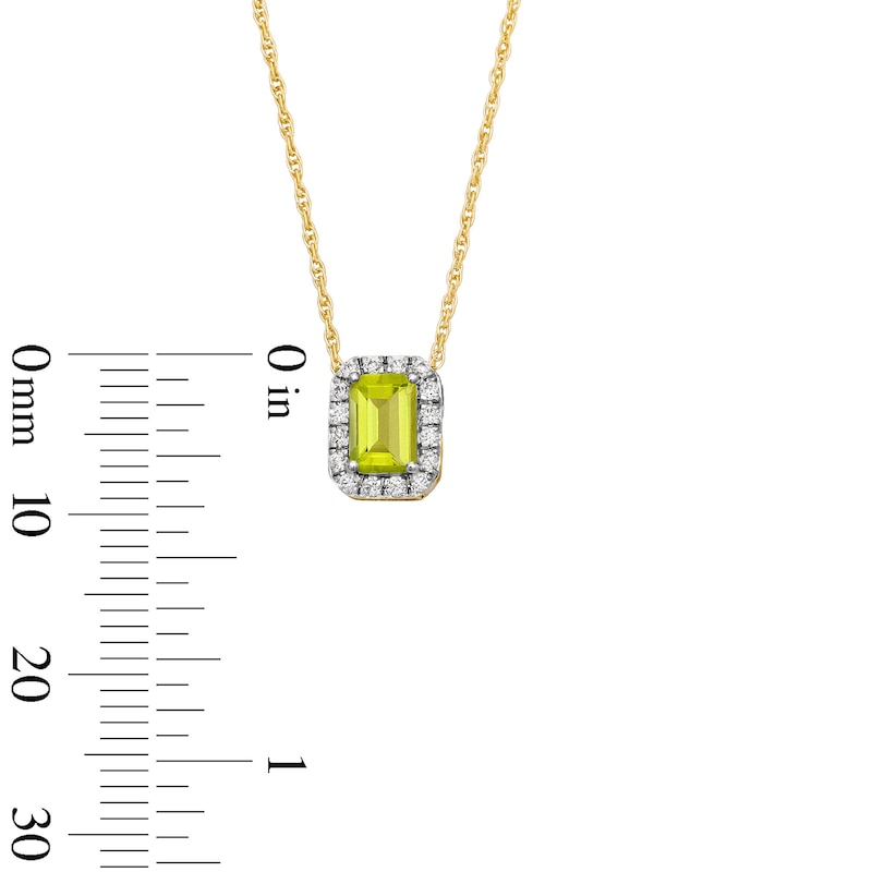 Emerald-Cut Peridot and 0.10 CT. T.W. Lab-Grown Diamond Necklace in 10K Gold (F/SI2)