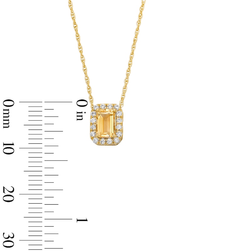 Main Image 3 of Emerald-Cut Citrine and 0.10 CT. T.W. Lab-Grown Diamond Necklace in 10K Gold (F/SI2)