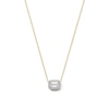 Thumbnail Image 1 of Emerald-Cut White Lab-Created Sapphire and 0.10 CT. T.W. Lab-Grown Diamond Necklace in 10K Gold (F/SI2)