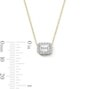 Thumbnail Image 2 of Emerald-Cut White Lab-Created Sapphire and 0.10 CT. T.W. Lab-Grown Diamond Necklace in 10K Gold (F/SI2)