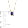 Thumbnail Image 3 of Emerald-Cut Blue Lab-Created Sapphire and 0.10 CT. T.W. Lab-Grown Diamond Necklace in 10K Gold (F/SI2)