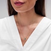 Thumbnail Image 2 of Emerald-Cut Lab-Created Emerald and 0.10 CT. T.W. Lab-Grown Diamond Necklace in 10K Gold (F/SI2)