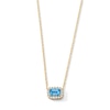 Thumbnail Image 1 of Emerald-Cut Swiss Blue Topaz and 0.10 CT. T.W. Lab-Grown Diamond Necklace in 10K Gold (F/SI2)