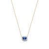 Thumbnail Image 1 of Emerald-Cut Blue Lab-Created Sapphire and 0.10 CT. T.W. Lab-Grown Diamond Necklace in 10K Gold (F/SI2)