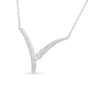 Thumbnail Image 2 of Marquise-Cut White Lab-Created Sapphire Chevron Necklace in Sterling Silver - 18"