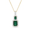 Thumbnail Image 1 of Emerald-Cut Lab-Created Emerald and White Lab-Created Sapphire Necklace in Sterling Silver with 24K Gold Plate - 18"