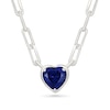 Thumbnail Image 1 of Heart-Shaped Blue Lab-Created Sapphire Paper Clip Necklace in Sterling Silver - 18"