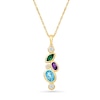Thumbnail Image 1 of Natural & Lab-Created Gemstone Scatter Necklace in Sterling Silver with 24K Gold Plate - 18"