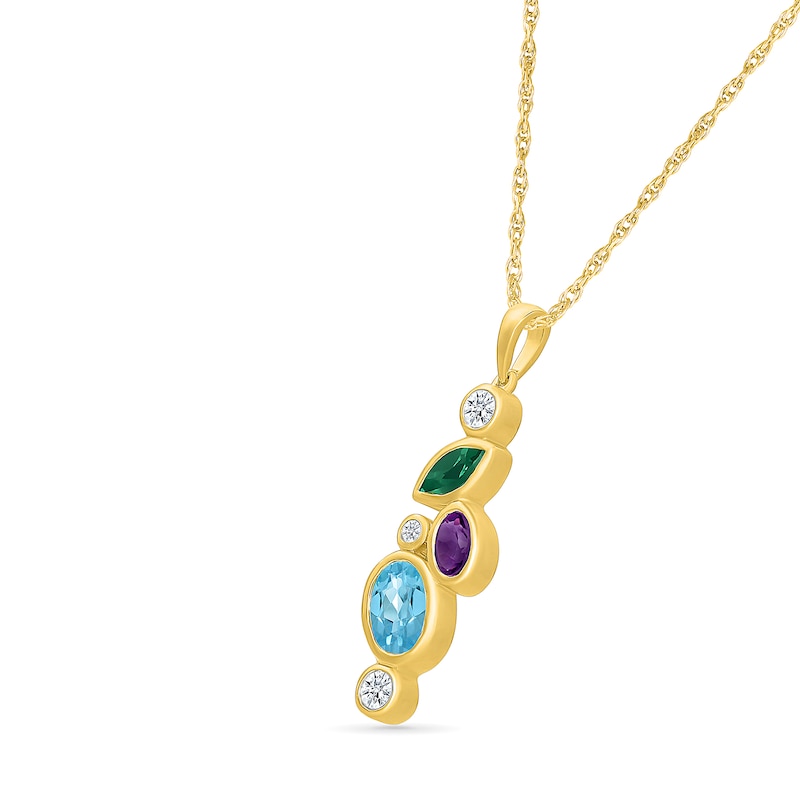Natural & Lab-Created Gemstone Scatter Necklace in Sterling Silver with 24K Gold Plate - 18"