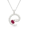 Thumbnail Image 1 of Oval Lab-Created Ruby Snake Necklace in Sterling Silver - 18"