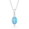 Thumbnail Image 1 of Oval Swiss Blue Topaz and White Lab-Created Sapphire Necklace in Sterling Silver - 18"