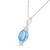 Thumbnail Image 2 of Oval Swiss Blue Topaz and White Lab-Created Sapphire Necklace in Sterling Silver - 18"