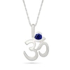 Thumbnail Image 1 of Blue Lab-Created Sapphire Om Necklace in Sterling Silver - 18"