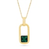Thumbnail Image 1 of Square-Cut Lab-Created Emerald Rope-Twist Frame Necklace in Sterling Silver with 24K Gold Plate - 18"
